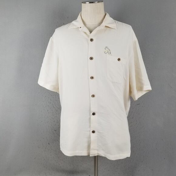 Caribbean Shirt Mens XL Embroidered Parrot Golf Rayon Blend Button Up Casual - Picture 1 of 15